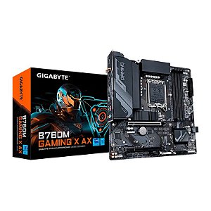 Placa Mae Gigabyte B760M Gaming X AX, WiFi, DDR5, LGA 1700, M-ATX, Chipset Intel B760 - B760M-GAMING-X-AX