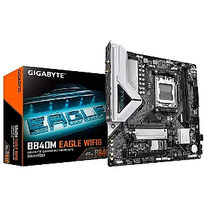 Placa Mãe Gigabyte B840M EAGLE WIFI6, AMD AM5, Micro ATX, DDR5, RGB, Wi-Fi 6, Bluetooth, Preto - B84MELW-00