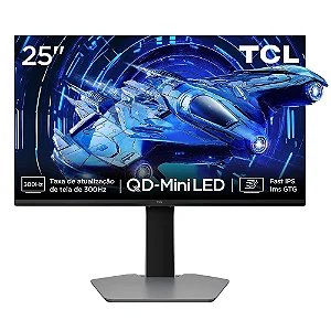Monitor Gamer TCL Mini LED 25", 300Hz, 1ms, HDR 600, Altura Ajustável - 25G64