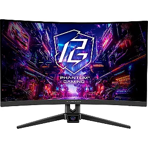 Monitor Gamer Curvo ASRock Phantom 27"", FHD, 280Hz, 1ms, VA, FreeSync Premium, DisplayPort e HDMI, Preto - PG27FRS1A