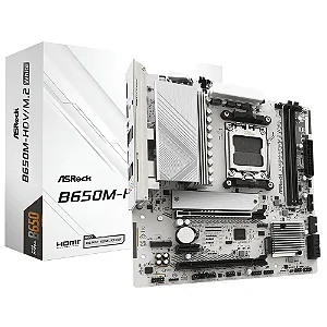 Placa Mãe Asrock B650m-hdv/m.2 White Socket Am5 Ddr5 Micro Atx PCie 4.0 2x M.2 Usb 3.2 Gen 2 RGB - B650M-HDV/M.2 White