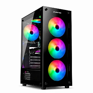 Gabinete Gamer Liketec Matrix V2, Mid Tower, Rainbow, ATX, Lateral e Frontal em Vidro Temperado, 3 Ventoinhas, Preto - MATRIX-V2