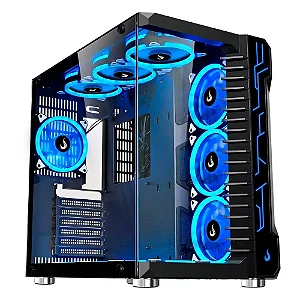 Gabinete Gamer Rise Mode Galaxy Glass, Mid Tower, ATX, Lateral e Frontal em Vidro Temperado, Sem FANs, Preto - RM-GA-GG-FB