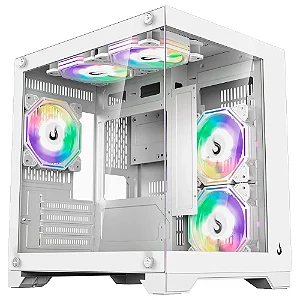 Gabinete Gamer Rise Mode Galaxy Glass M Mini, M-ATX, Lateral e Frontal em Vidro Temperado, Sem FANs, Branco - RM-GA-GGMN-FW