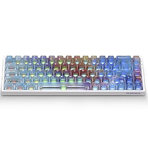 Teclado Magnético Gamer Akko Monsgeek Fun68 HE 8K Galaxy Branco e Azul ARGB 65% - XUTYMZ3NE