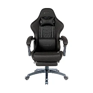 Cadeira Gamer Husky Tempest 700, Até 145kg, Almofadas, Reclinável 150º, Tecido, Descanso para Pés, Preta - HCG700PTT