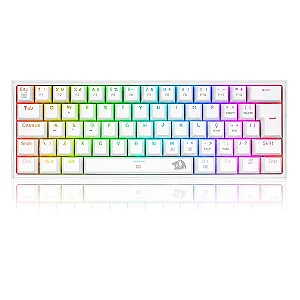 Teclado Mecânico Gamer Redragon Fizz, RGB, Branco, Swich Brown - K617-RGB-W