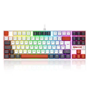 Teclado Mecanico Usb Gamer Kumara RGB Switch Dust-proof Brown Redragon - Branco, Preto E Vermelho - K552wlr-RGB