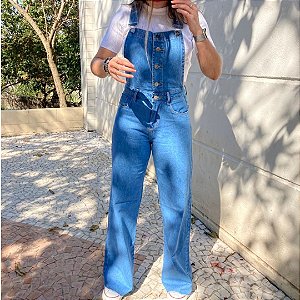 JARDINEIRA JEANS WIDE LEG (APENAS 40)