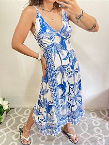 VESTIDO DE ALCINHA FLORAL AZUL