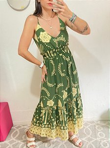 VESTIDO ALCINHA BOHO CHIC VERDE