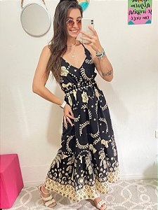 VESTIDO ALCINHA BOHO CHIC PRETO