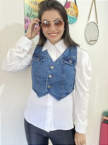 CAMISA BRANCA MANGA PRINCESA