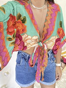BLUSA AMARRAÇÕES FLORESCER - VERDE ÁGUA