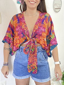 BLUSA AMARRAÇÕES POMAR ABSTRATO