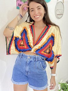 BLUSA AMARRAÇÕES COLORAÇÃO