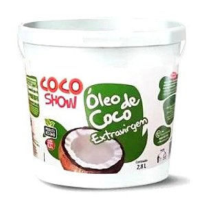 Balde de Óleo de coco show extra virgem copra 2,8 L