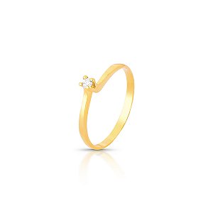 ANEL SOLITÁRIO DE BRILHANTES DE 3 PONTOS OURO 18K.  OBS. NUMERAÇÃO DISPONÍVEL  ATÉ 24.