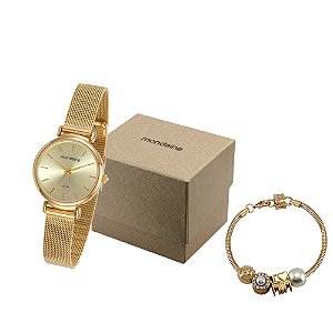Relógio  Feminino Mondaine  32363LPMKDE1K1   Caixa e Pulseira Dourada.