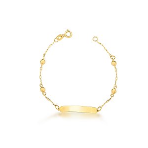 PULSEIRA INFANTIL BOLINHA COM CHAPINHA COM 14CM DE COMPRIMENTO OURO 18K.