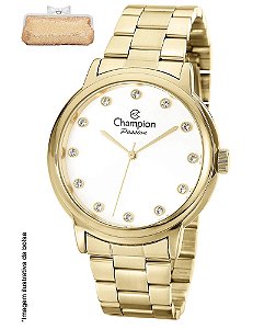Relógio Champion CN29874G Caixa e Pulseira Dourada.