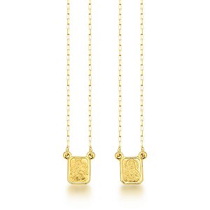 ESCAPULÁRIO  CARTIER DUPLA FACE COM 60 CM DE COMPRIMENTO OURO 18K.