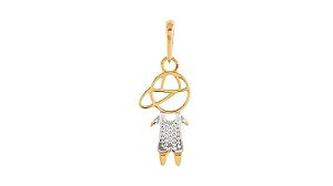 PINGENTE MENINO BICOLOR VAZADO (GRANDE 2,5CM) DE COMPRIMENTO OURO 18K.