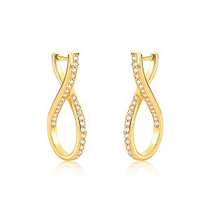 BRINCO INFINITO CRAVEJADO COM PEDRA DE ZIRCÔNIA OURO 18K.