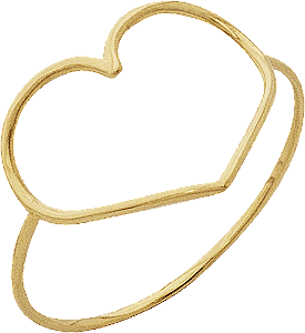 ANEL CORAÇÃO VAZADO OURO 18K. OBS. NUMERAÇÃO DESPONÍVEL ATÉ 17