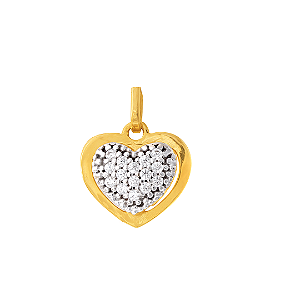 PINGENTE CORAÇÃO DUPLO COM ZIRCÔNIA OURO 18K.