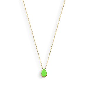 GARGANTILHA GOTA JADE GEMA NATURAL 45CM DE COMPRIMENTO OURO 18K