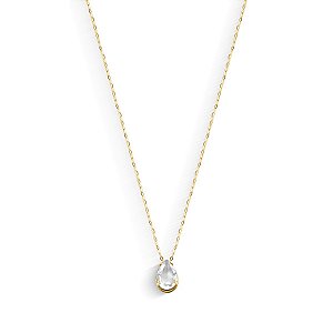 GARGANTILHA GOTA CRISTAL 40 CM DE COMPRIMENTO OURO 18K.