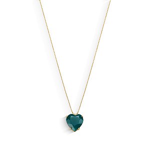 GARGANTILHA CORAÇÃO CRISOPAZIO GEMA NATURAL 45CM DE COMPRIMENTO OURO 18K.