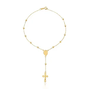 PULSEIRA TERÇO N. SENHORA DAS GRAÇAS COM 18CM DE COMPRIMENTO OURO 18K.