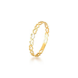 ANEL MINI  CORAÇÕES VAZADOS OURO 18K OBS. NÚMERAÇÃO DÍSPONIVEIS ATÉ 24,