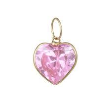 PINGENTE CORAÇÃO ZIRCÔNIA ROSA OURO 18K.