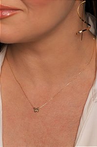 GARGANTILHA BORBOLETA COM 45CM DE COMPRIMENTO OURO 18K.