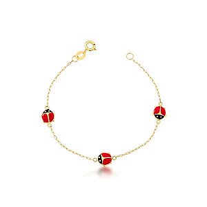 PULSEIRA INFANTIL JOANINA RESINA COM 13CM DE COMPRIMENTO OURO 18K.