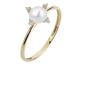 ANEL PÉROLA E DIAMANTES OURO 18K. PREMIUM COLLECTON. PRAZO ATÉ 10 DIAS. NUMERAÇÃO DISPONIVEÍS ATÉ 24.