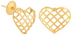 BRINCO CORAÇÃO TELADO OURO 18K.