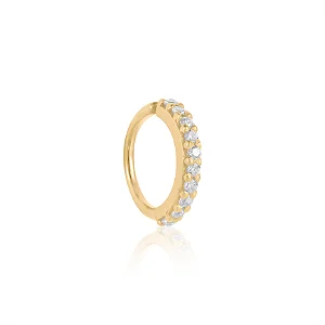 PIERCING ARGOLA ARTICULADA 8MM COM PEDRAS DE ZIRCÔNIA OURO 18K. OBS 1,1CM .