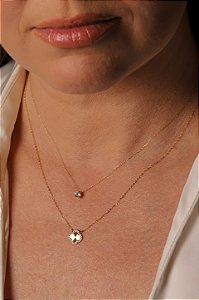 GARGANTILHA BALÃOZINHO PONTO DE LUZ ZIRCÔNIA 4MM COM 45CM OURO 18K.