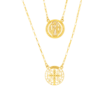 ESCAPULÁRIO SÃO BENTO CORRENTE CARTIER 60CM OURO 18K.