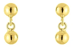 BRINCO INFANTIL MEIA BOLINHA COM BOLA PENDURADA 3MM OURO 18K.