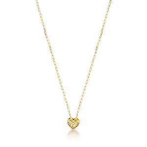 GARGANTILHA CORAÇÃO BALÃOZINHO 45CM OURO 18K.