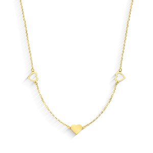 GARGANTILHA BALÃOZINHO TRÊS CORAÇÕES 45CM OURO 18K.