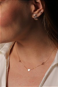 GARGANTILHA BALÃOZINHO TRÊS CORAÇÕES 45CM OURO 18K.