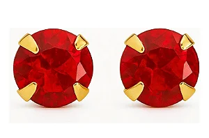 BRINCO INFANTIL ZIRCÔNIA VERMELHA 4MM OURO 18K.