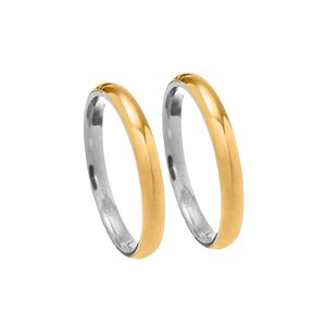 ALIANÇA PRATA COM OURO 3MM. (CADA) OBS. NÚMERAÇÕES DISPONIVEÍS ATÉ 28.