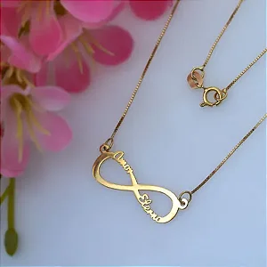 GARGANTILHA INFINITO AMOR ETERNO 40CM OURO 18K